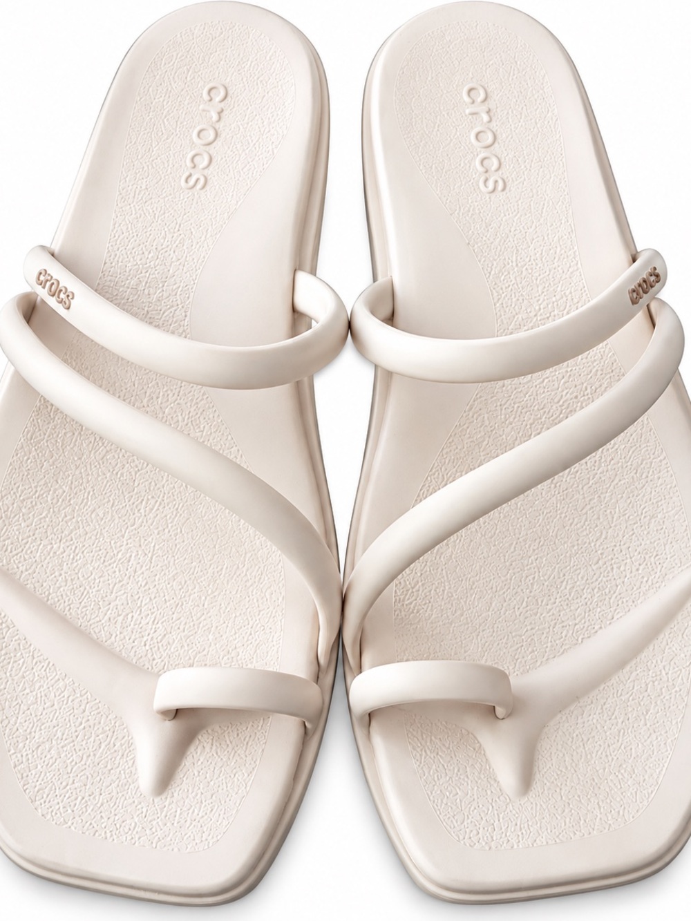 CROCS Women's Cream Double-Strap Toe Loop Sandal